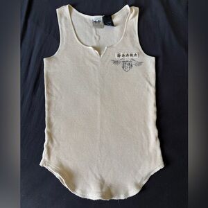 Harley Davidson Cream Tank Top with Embroidered Design